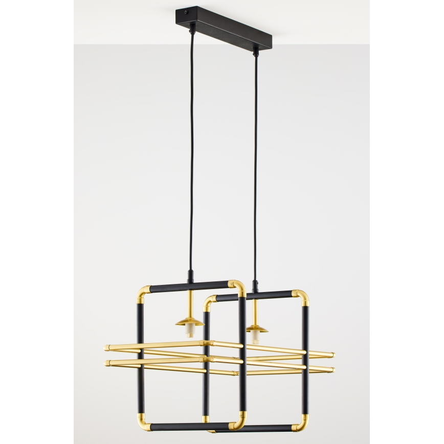 Jupiter 2029 - Candeeiro suspenso FIORI 2xG9/10W/230V preto/dourado/transparente