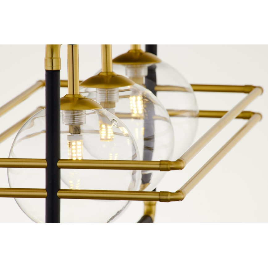 Jupiter 2030 - Candeeiro suspenso FIORI 3xG9/10W/230V preto/dourado/transparente