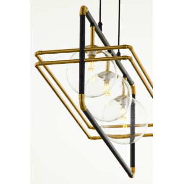 Jupiter 2030 - Candeeiro suspenso FIORI 3xG9/10W/230V preto/dourado/transparente