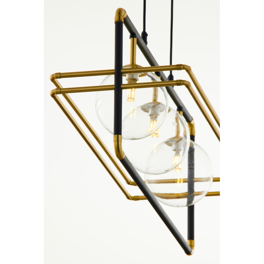 Jupiter 2030 - Candeeiro suspenso FIORI 3xG9/10W/230V preto/dourado/transparente