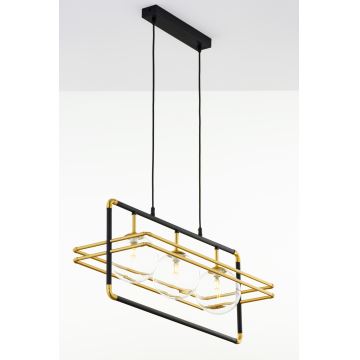 Jupiter 2030 - Candeeiro suspenso FIORI 3xG9/10W/230V preto/dourado/transparente