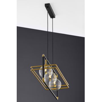 Jupiter 2030 - Candeeiro suspenso FIORI 3xG9/10W/230V preto/dourado/transparente