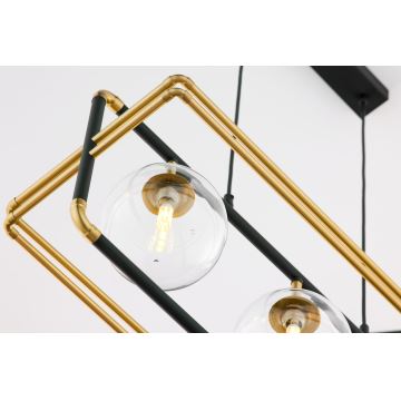 Jupiter 2030 - Candeeiro suspenso FIORI 3xG9/10W/230V preto/dourado/transparente