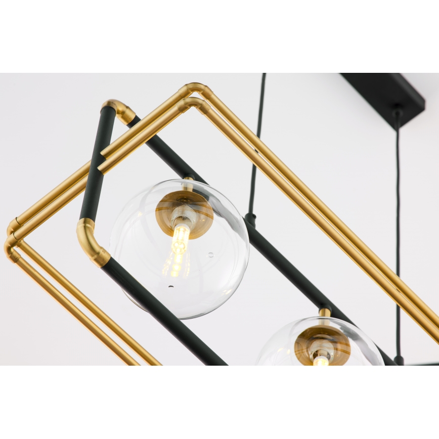 Jupiter 2030 - Candeeiro suspenso FIORI 3xG9/10W/230V preto/dourado/transparente