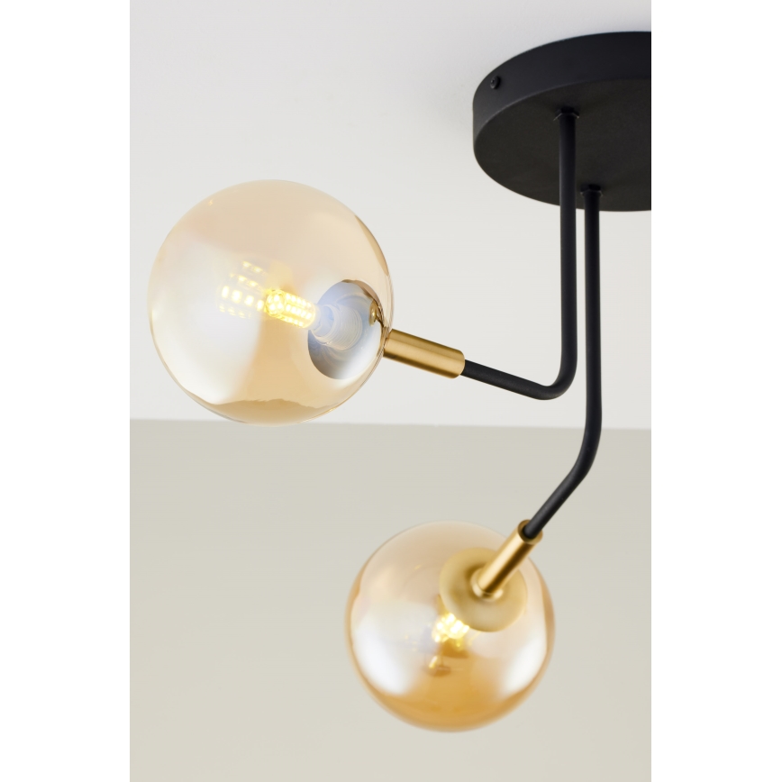 Jupiter 2037 - Candeeiro suspenso BURANO 3xG9/10W/230V preto/dourado/bege