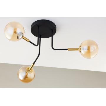 Jupiter 2037 - Candeeiro suspenso BURANO 3xG9/10W/230V preto/dourado/bege