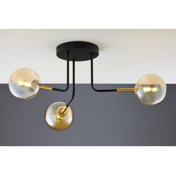 Jupiter 2037 - Candeeiro suspenso BURANO 3xG9/10W/230V preto/dourado/bege