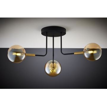 Jupiter 2037 - Candeeiro suspenso BURANO 3xG9/10W/230V preto/dourado/bege