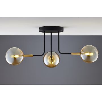 Jupiter 2037 - Candeeiro suspenso BURANO 3xG9/10W/230V preto/dourado/bege