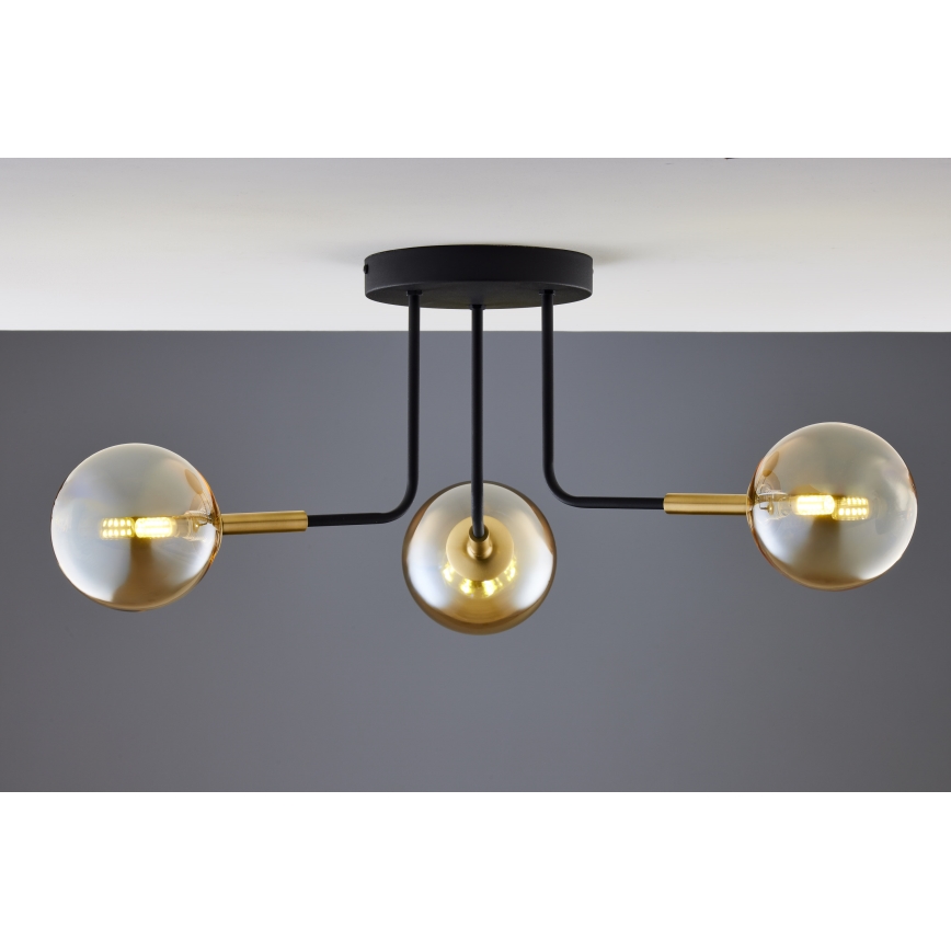 Jupiter 2037 - Candeeiro suspenso BURANO 3xG9/10W/230V preto/dourado/bege