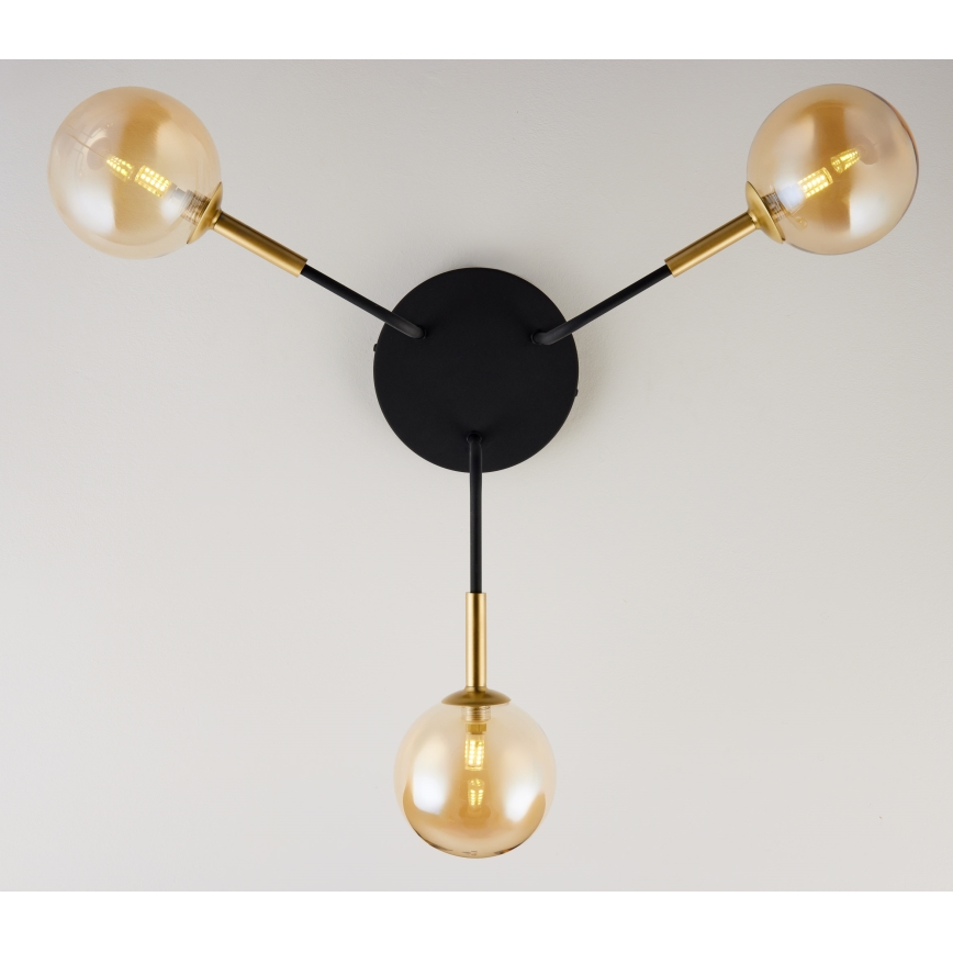 Jupiter 2037 - Candeeiro suspenso BURANO 3xG9/10W/230V preto/dourado/bege