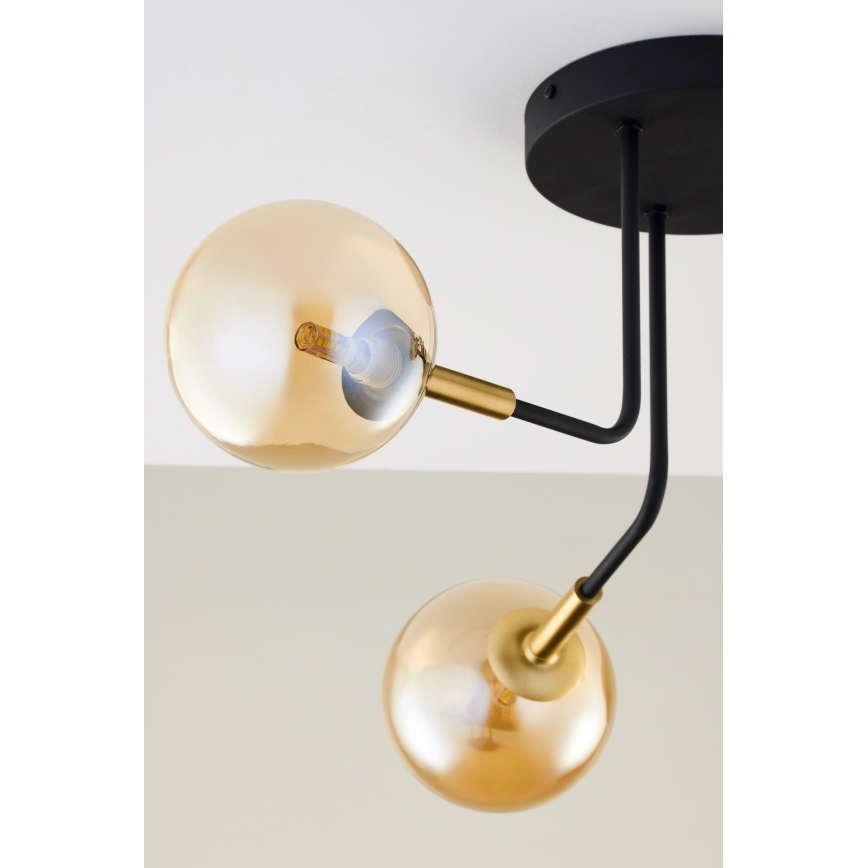 Jupiter 2037 - Candeeiro suspenso BURANO 3xG9/10W/230V preto/dourado/bege