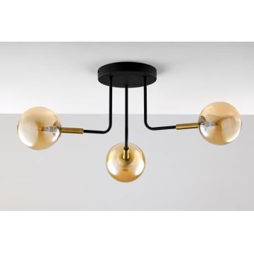 Jupiter 2037 - Candeeiro suspenso BURANO 3xG9/10W/230V preto/dourado/bege