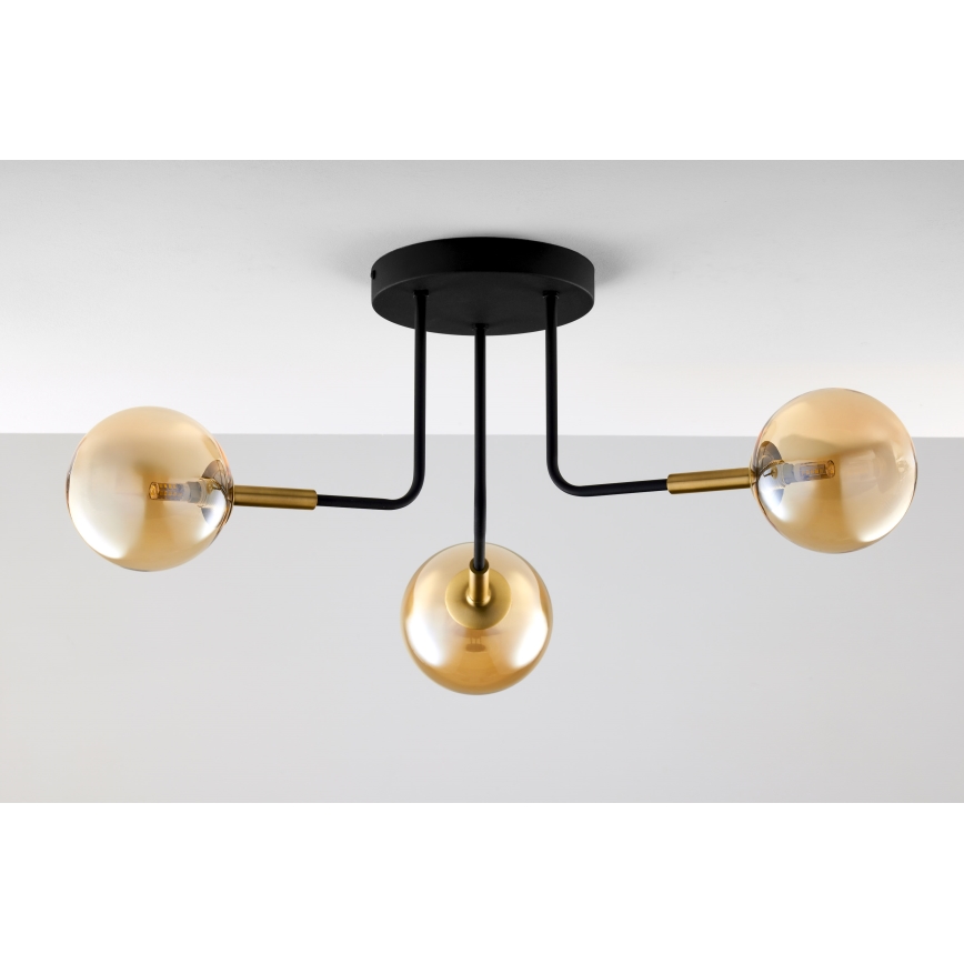 Jupiter 2037 - Candeeiro suspenso BURANO 3xG9/10W/230V preto/dourado/bege