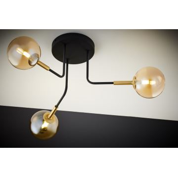 Jupiter 2037 - Candeeiro suspenso BURANO 3xG9/10W/230V preto/dourado/bege