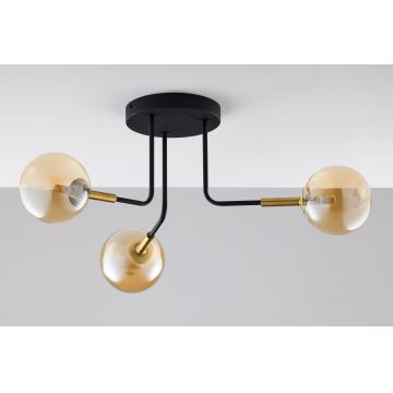 Jupiter 2037 - Candeeiro suspenso BURANO 3xG9/10W/230V preto/dourado/bege