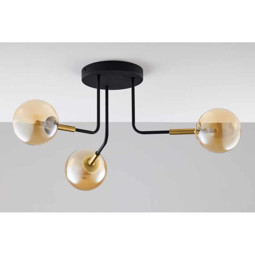 Jupiter 2037 - Candeeiro suspenso BURANO 3xG9/10W/230V preto/dourado/bege