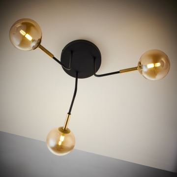 Jupiter 2037 - Candeeiro suspenso BURANO 3xG9/10W/230V preto/dourado/bege