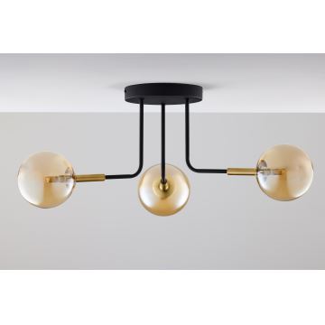 Jupiter 2037 - Candeeiro suspenso BURANO 3xG9/10W/230V preto/dourado/bege