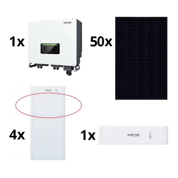 Kit solar SOFAR Solar - painel 20kWp RISEN Preto + inversor 20kW SOLAX 3p + bateria 20 kWh SOFAR com uma unidade de controlo da bateria