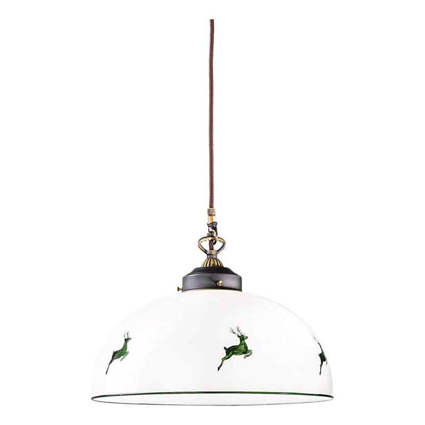 Kolarz 731.32.102 - Candeeiro suspenso NONNA 1xE27/75W/230V diâmetro 36 cm veado verde