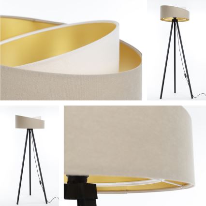 Candeeiro de pé GALAXY 1xE27/60W/230V bege/branco/wengué