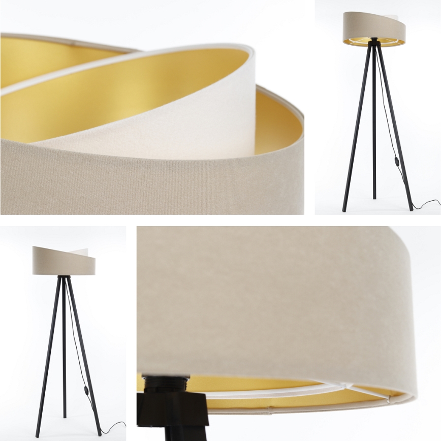 Candeeiro de pé GALAXY 1xE27/60W/230V bege/branco/wengué