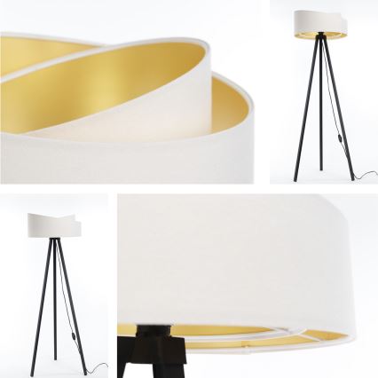 Candeeiro de pé GALAXY 1xE27/60W/230V branco/wengué