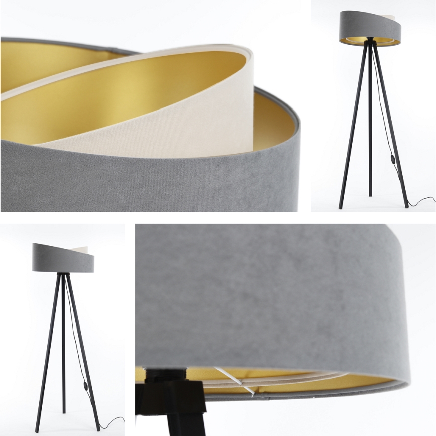 Candeeiro de pé GALAXY 1xE27/60W/230V cinza/cru/wengué