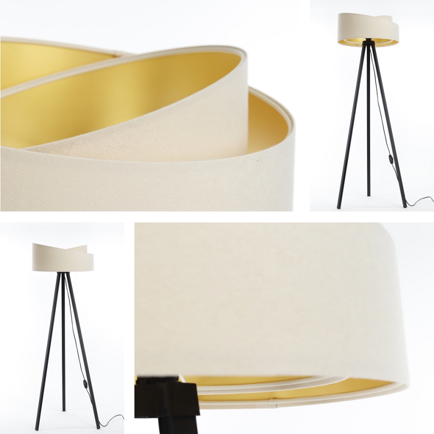 Candeeiro de pé GALAXY 1xE27/60W/230V creme/wengué