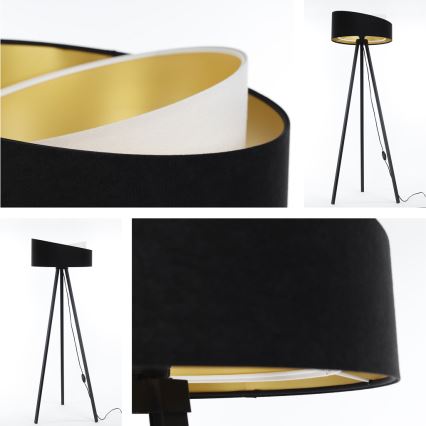 Candeeiro de pé GALAXY 1xE27/60W/230V preto/branco/wengué