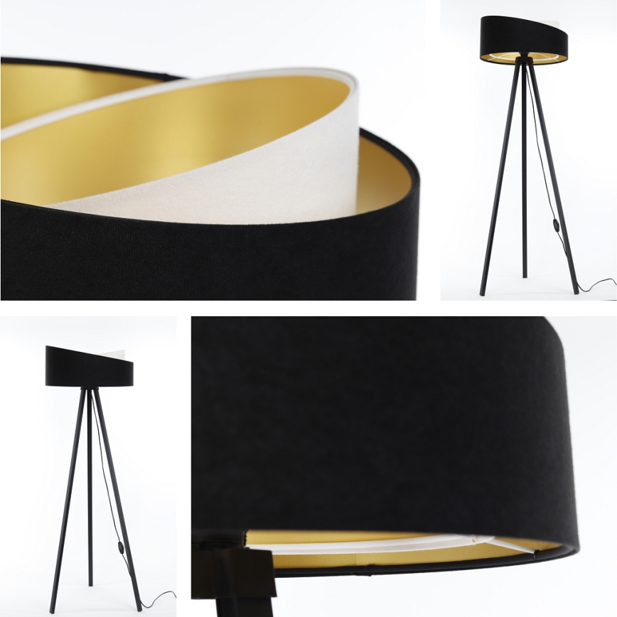 Candeeiro de pé GALAXY 1xE27/60W/230V preto/branco/wengué