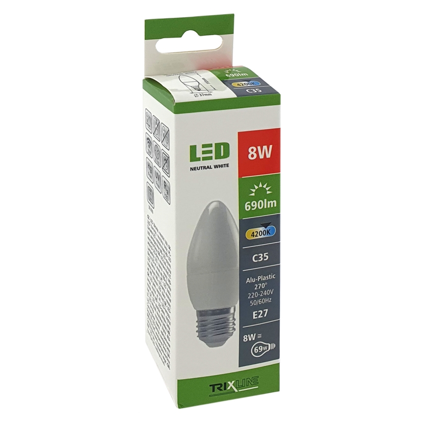 Lâmpada LED C35 E27/8W/230V 4200K