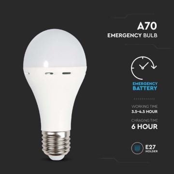 Lâmpada LED com modo de emergência A70 E27/9W/230V 4000K