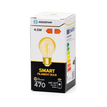 Lâmpada LED com regulação FILAMENT G45 E27/4,5W/230V 2700-6500K Wi-Fi - Aigostar