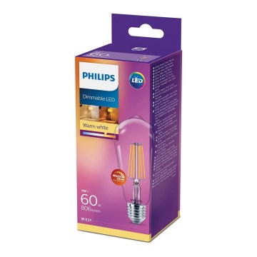 Lâmpada LED com regulação Philips Warm Glow E27/8W/230V 2200-2700K