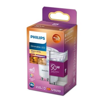 Lâmpada LED com regulação Philips Warm Glow PAR16 GU10/3,8W/230V 2200-2700K CRI 90