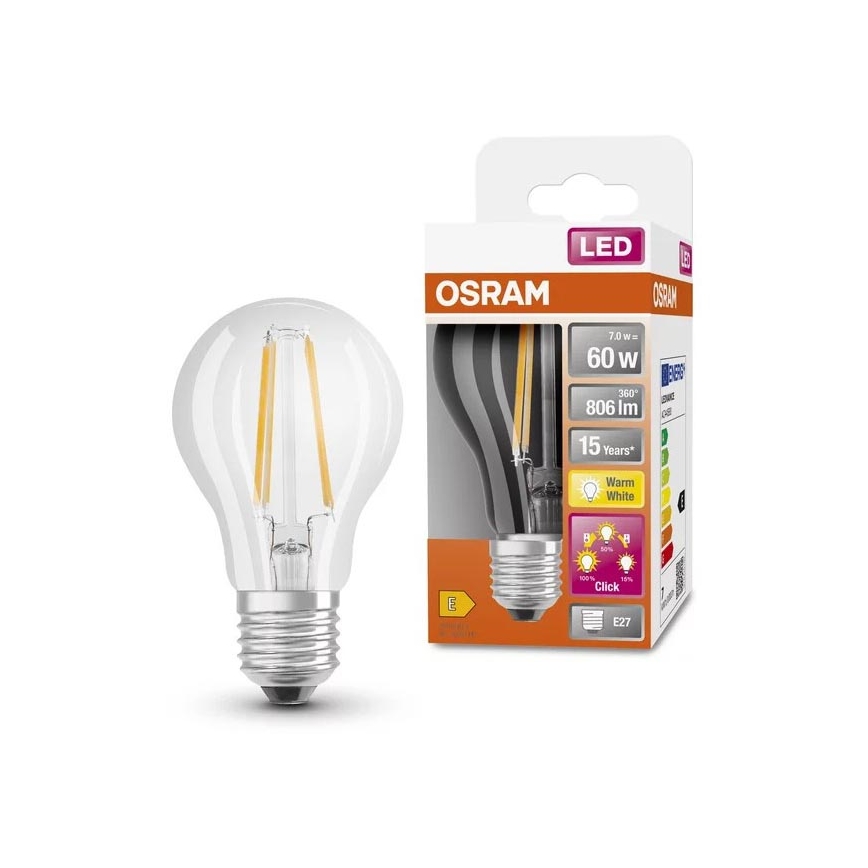 Lâmpada LED com regulação VINTAGE A60 E27/7W/230V 2700K - Osram