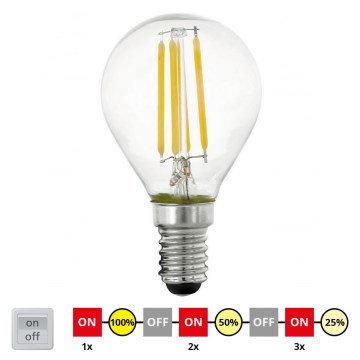 Lâmpada LED com regulação VINTAGE P45 E14/4W/230V 2700K - STEPDIMMING - Eglo 11754