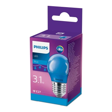 Lâmpada LED  Philips P45 E27/3,1W/230V azul