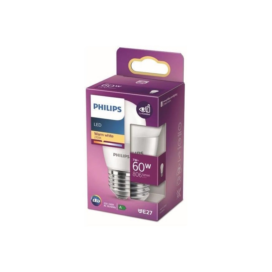 Lâmpada LED Philips P48 E27/7W/230V 2700K