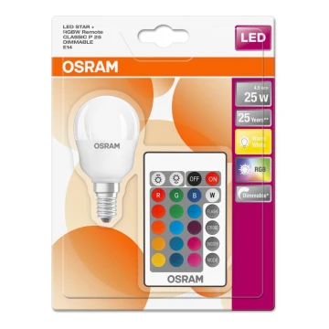 Lâmpada LED RGB com regulação RETROFIT E14/4,5W/230V 2700K + CR - Osram