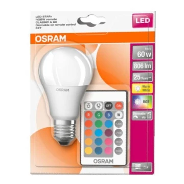 Lâmpada LED RGB com regulação STAR+ A60 E27/9W/230V 2700K - Osram