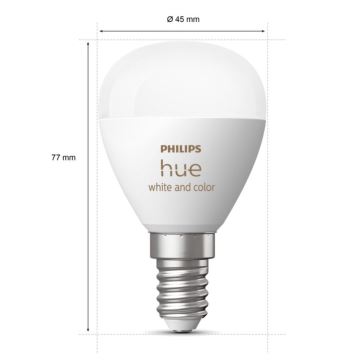 Lâmpada LED RGBW com regulação Philips Hue White And Color Ambiance P45 E14/5,1W/230V 2000-6500K