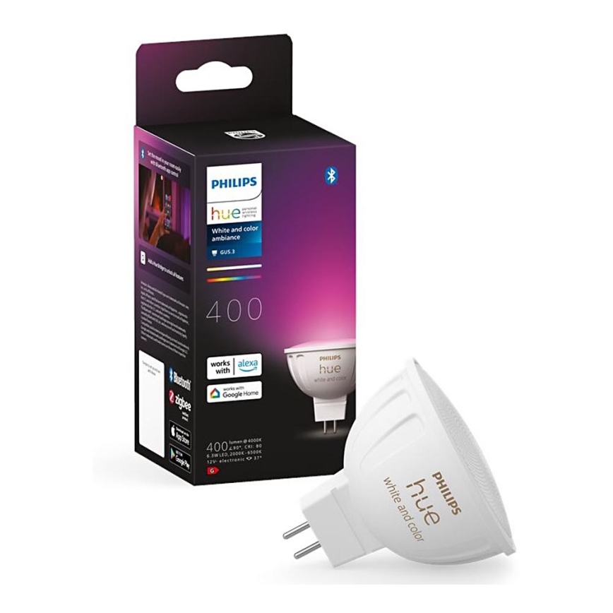 Lâmpada LED RGBW com regulação Philips Hue White And Color Ambiance GU5,3/MR16/6,3W/12V 2000-6500K