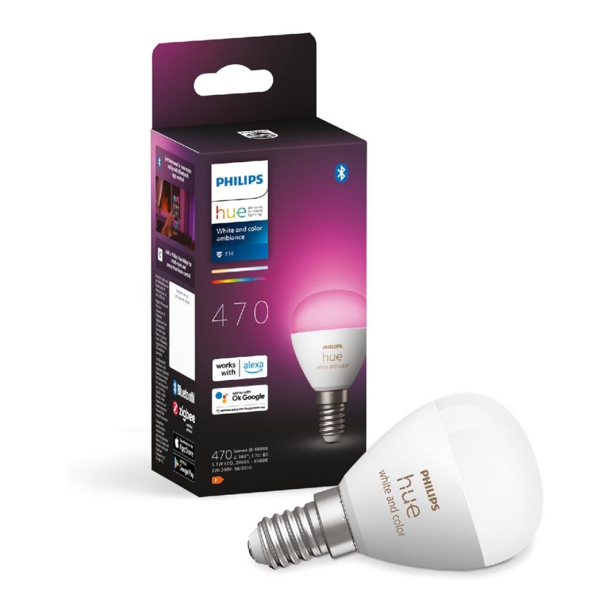 Lâmpada LED RGBW com regulação Philips Hue White And Color Ambiance P45 E14/5,1W/230V 2000-6500K