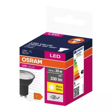 Lâmpada LED VALUE PAR16 GU10/4,5W/230V 2700K 120° preto - Ledvance