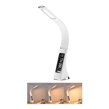 LED Candeeiro de mesa com visor LEATHER LED/7W/230V branco
