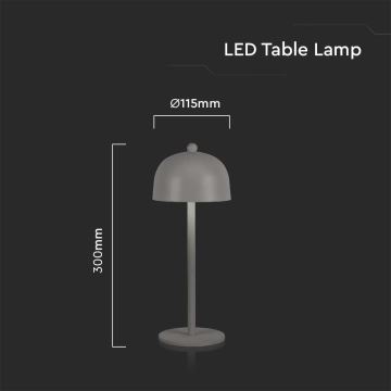 LED Candeeiro de mesa tácil recarregável com regulação LED/1W/5V 3000-6000K 1800 mAh cinzento