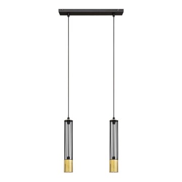 LED Candelabro suspenso BARS 2xGU10/4,8W/230V preto/dourado